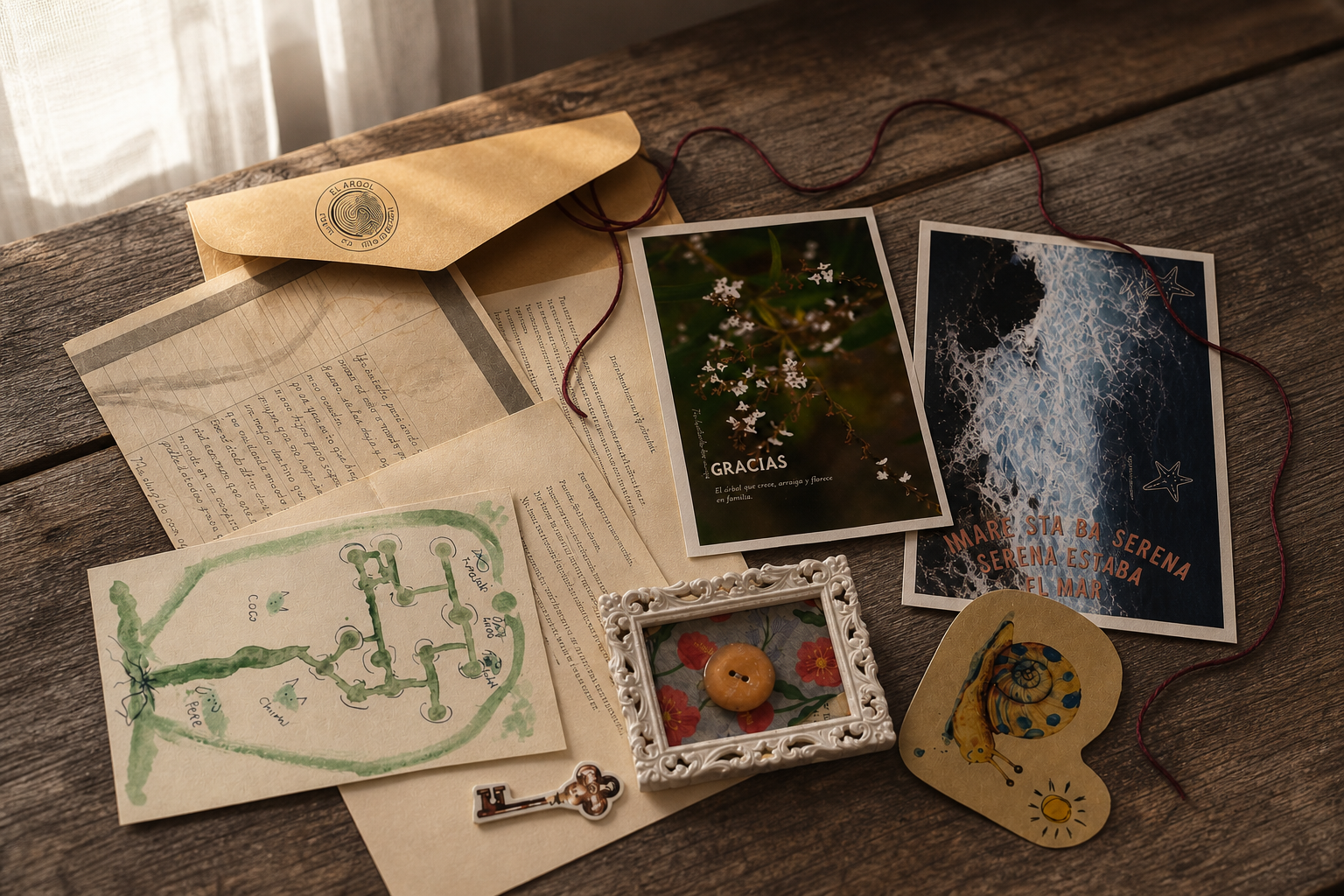 En cada sobre recibirás una carta de ficción epistolar, postales, recuerdos, stickers