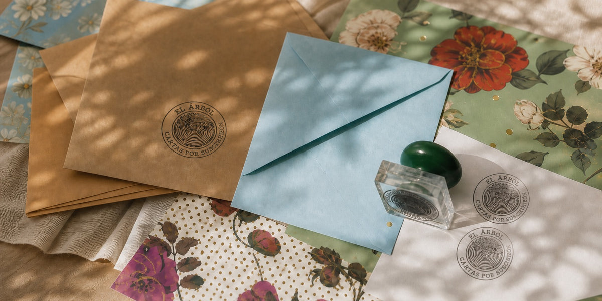 Sobres con cartas y objetos coleccionables de El Árbol — cartas por correspondecia, snail mail Chile